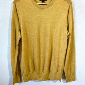 Banana Republic Extra Fine Merino Wool Sweater Large Mustard Crewneck Pullover